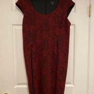 Ann Taylor Burgundy and Black Paisley Midi Dress